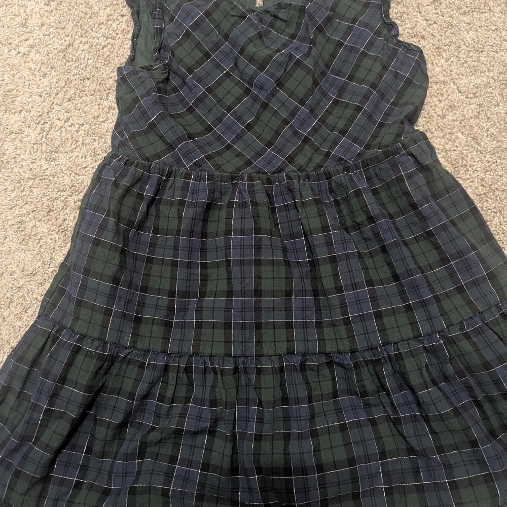 Crewcuts Plaid Dress in Navy and Forest Green